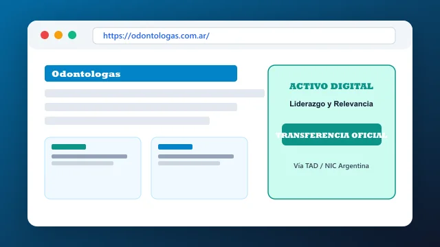 Vista del activo digital estratégico odontologas.com.ar y transferencia formal